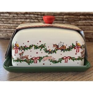 Cath Kidston Holiday Christmas Butter Dish NEW